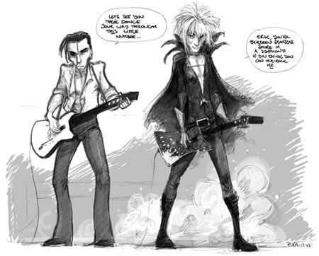 A panel from one of my favorite pages in THIS comic! Guitar Hero and obvious fan service!