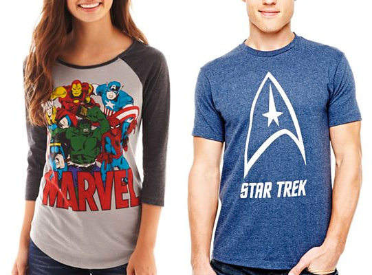 Geek culture is now part of mainstream culture. (Tees from JCPenney)