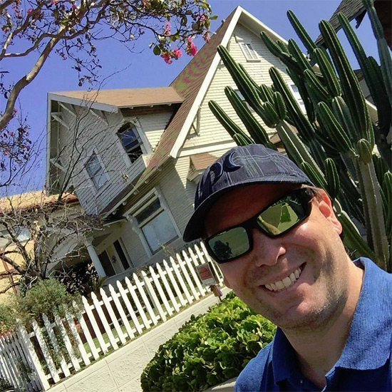 Tom outside the Torreto house during a recent trip to LA